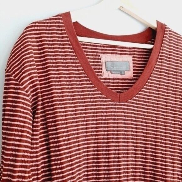 ANTHROPOLOGIE Hannah Striped V-Neck 3/4 Sleeve Top Sz XS - Picture 4 of 11